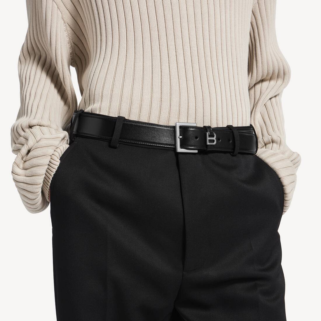 Ceinture Hourglass pour Homme en Noir | Balenciaga Belgique FR - Image 4