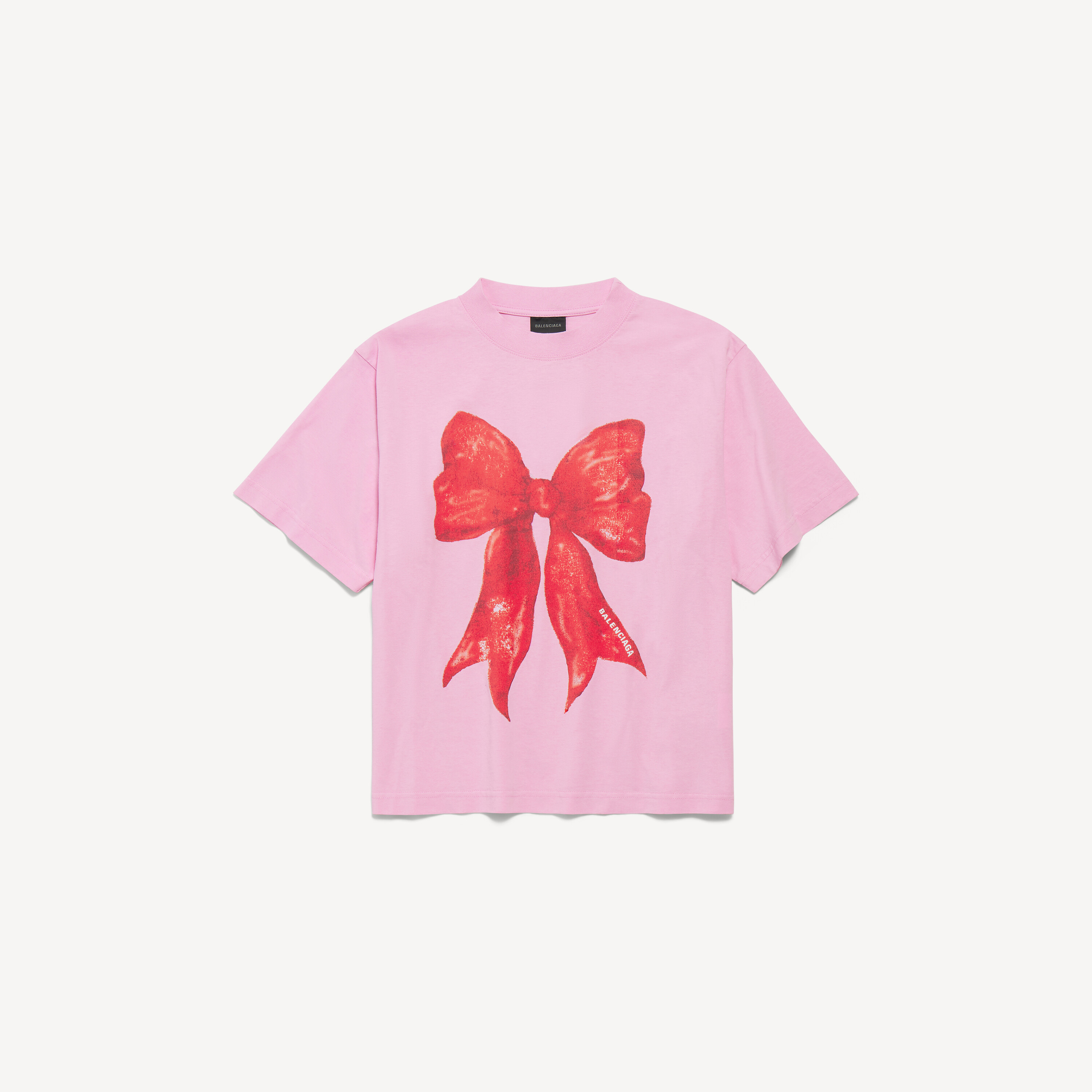 Women's Bow T-shirt Medium Fit in Light Pink | Balenciaga US