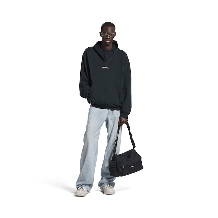 BALENCIAGA ブラック スウェット M Pierced Round スウェットシャツ オーバーサイズ で 杢ブラック