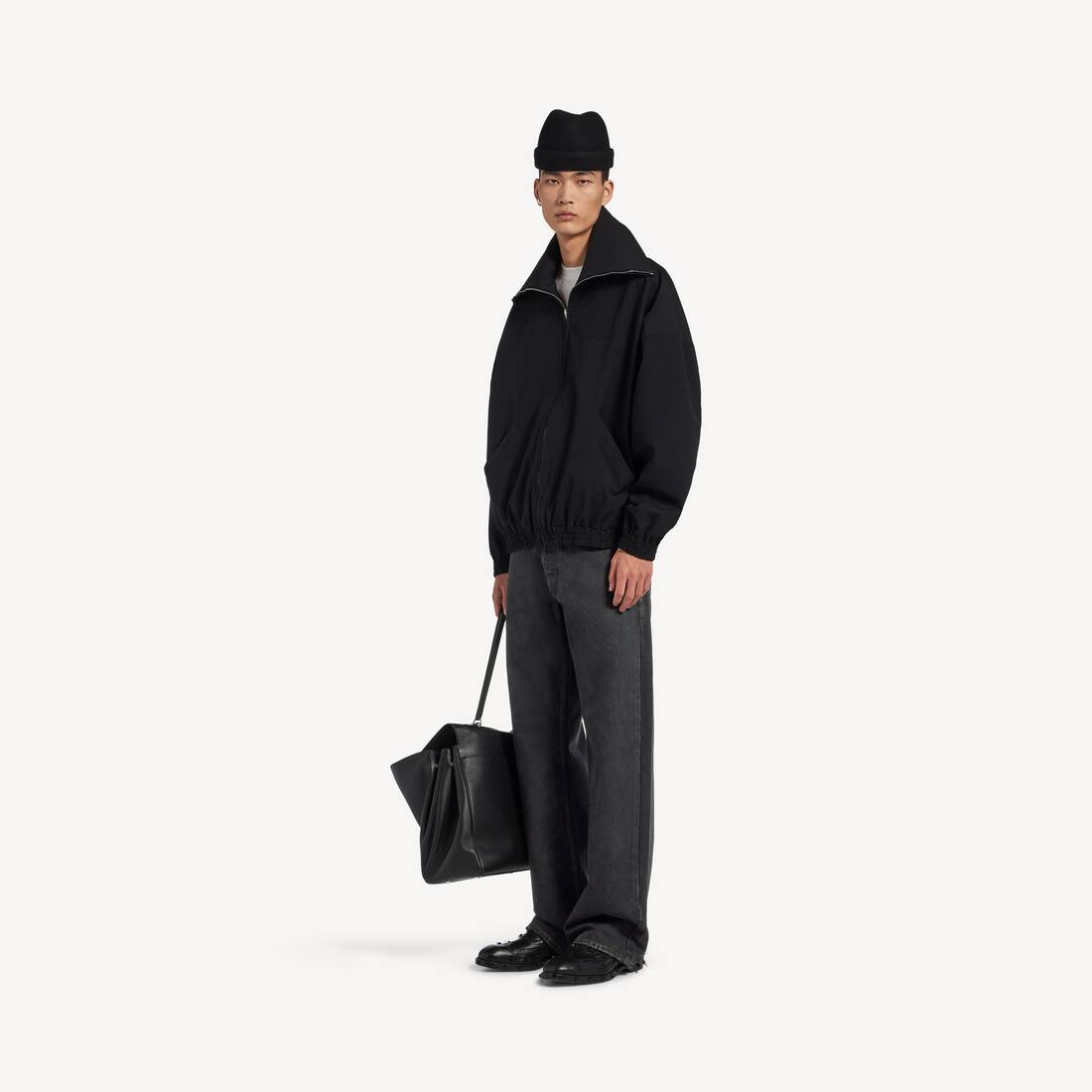 Men's Zip-up Jersey Jacket in Black | Balenciaga Canada EN - Image 2