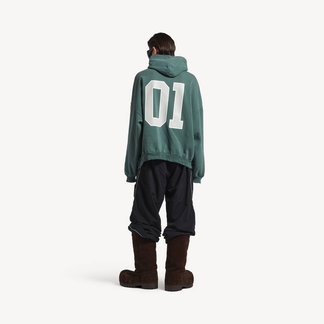 Hoodie Basketball Fit Large pour Homme en Vert Fonc&eacute;/vert Clair | Balenciaga Luxembourg FR - Image 4