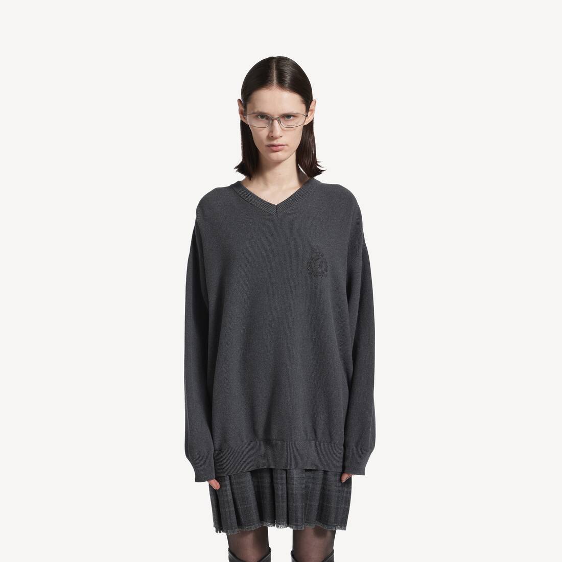 Balenciaga Layered Sweater Dress - Grey & Silver - Women Balenciaga Layered Sweater Dress - Grey & Silver - Women