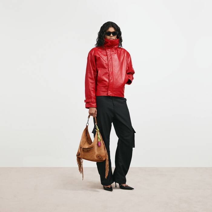 Women's Round Bomber in Red - Women | Balenciaga Australia EN - Image 3