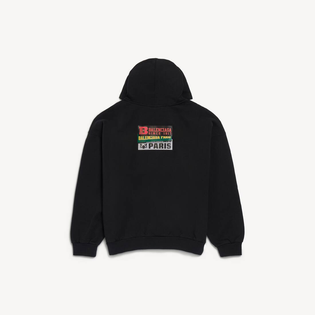 Men's Bumper Stickers Medium Fit Hoodie in Black | Balenciaga Zimbabwe EN - Image 2
