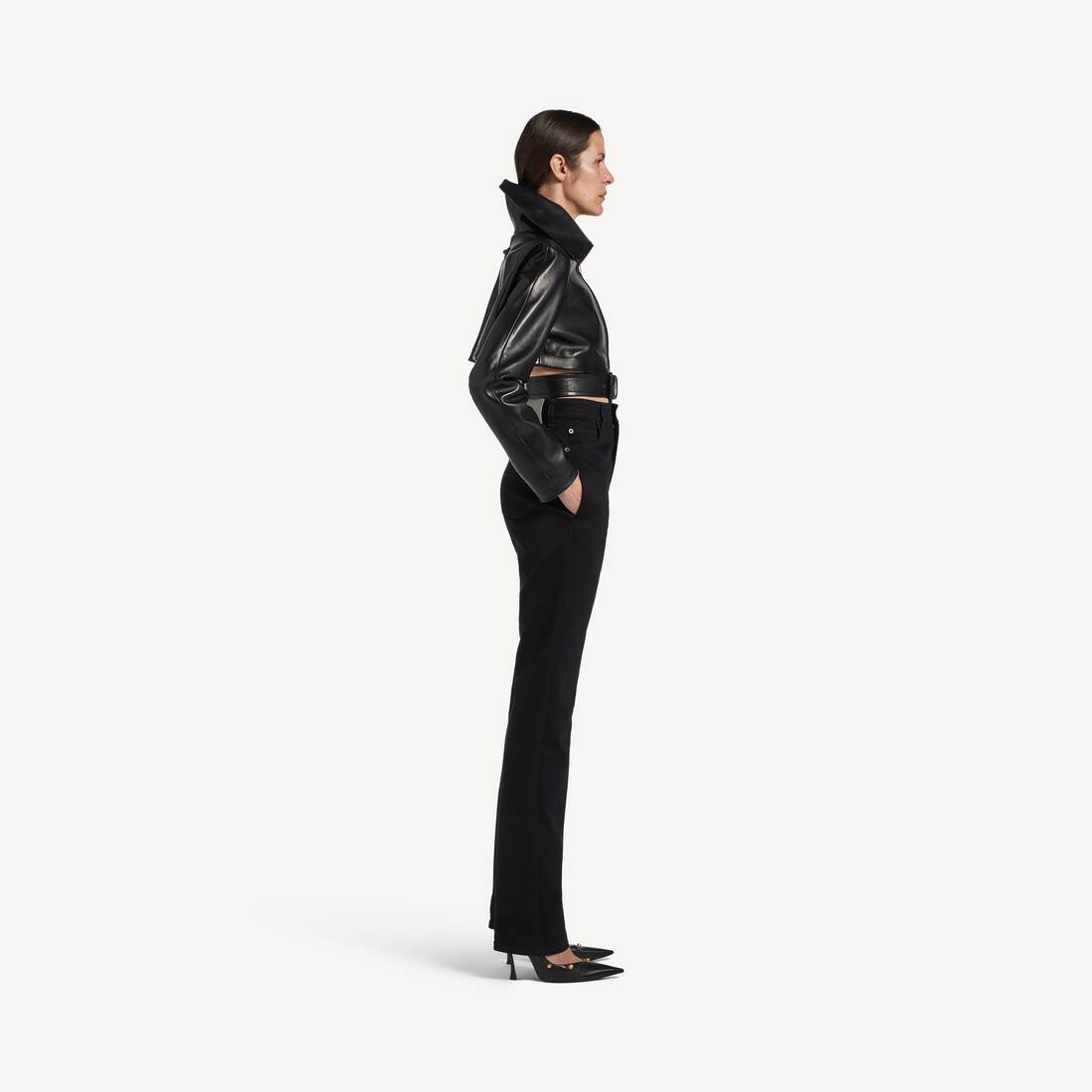 Women's High Waist Slim Jeans in Black | Balenciaga Norway EN - Image 3