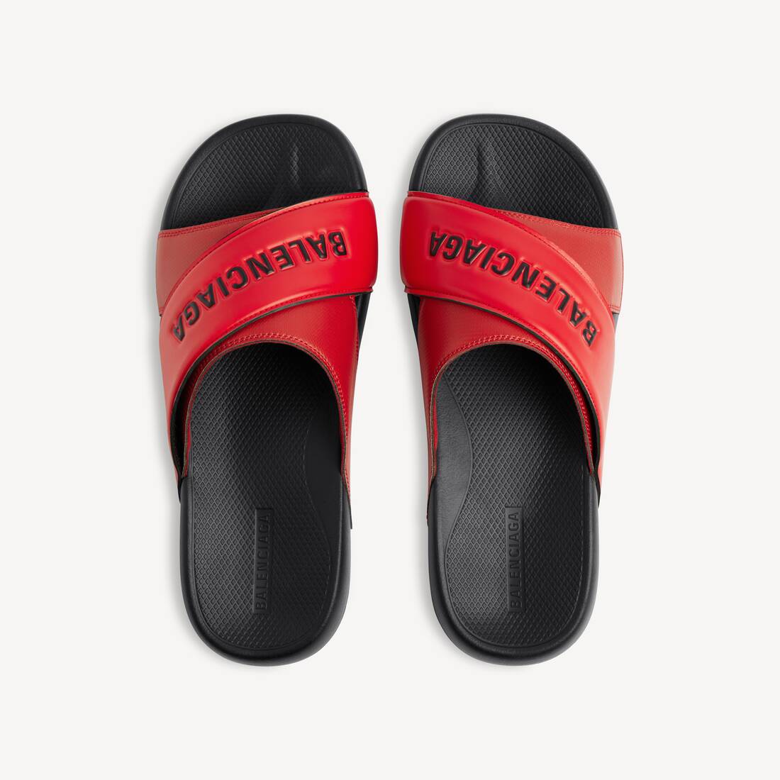 Sandale &Agrave; Enfiler Sporty Pool pour Homme en Noir/rouge | Balenciaga Belgique FR - Image 3