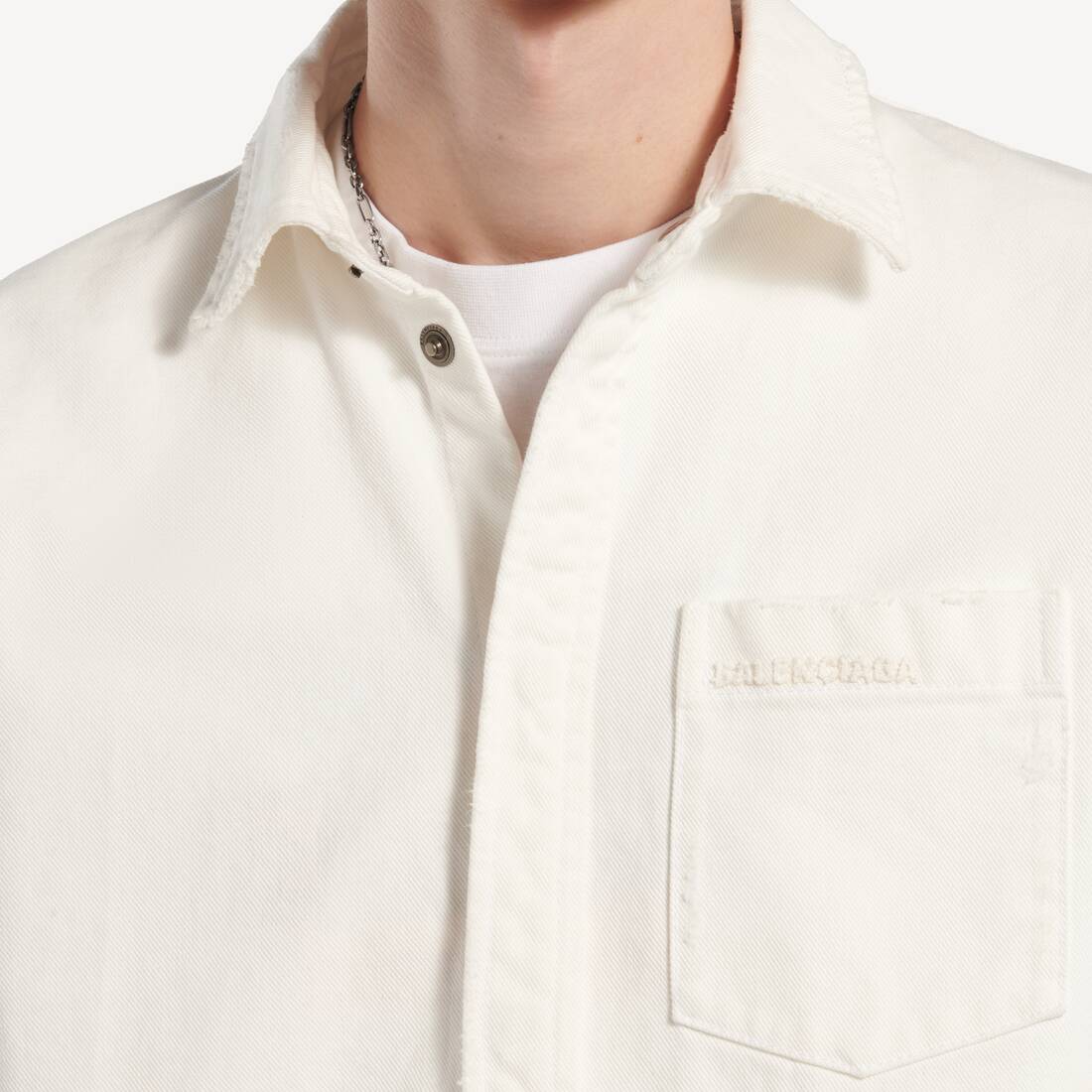 남성 데님 롱 슬리브 셔츠  화이트 | 발렌시아가 대한민국 KO - Image 5