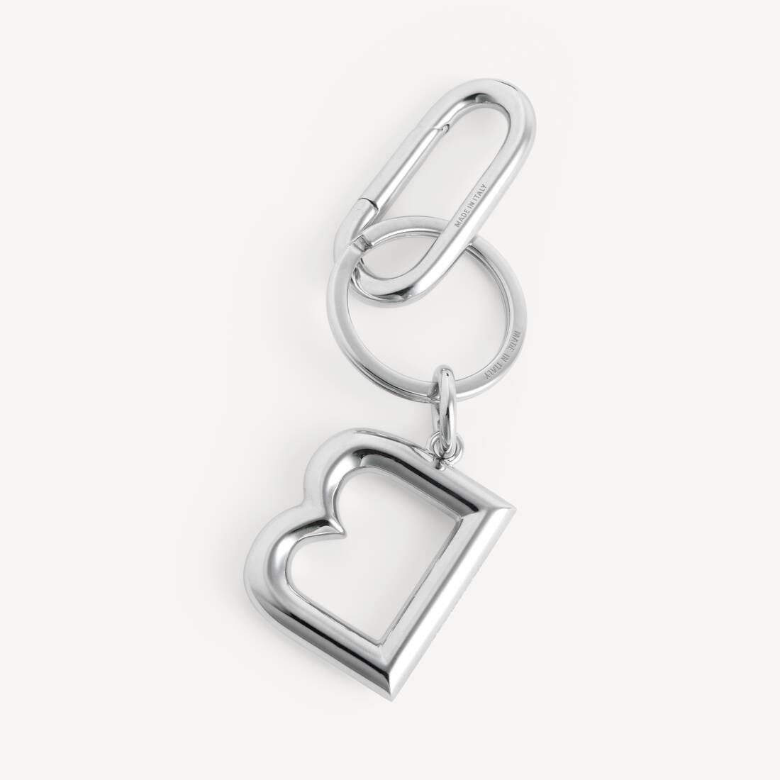 B Keychain in Shiny Silver | Balenciaga Saudi Arabia EN - Image 2