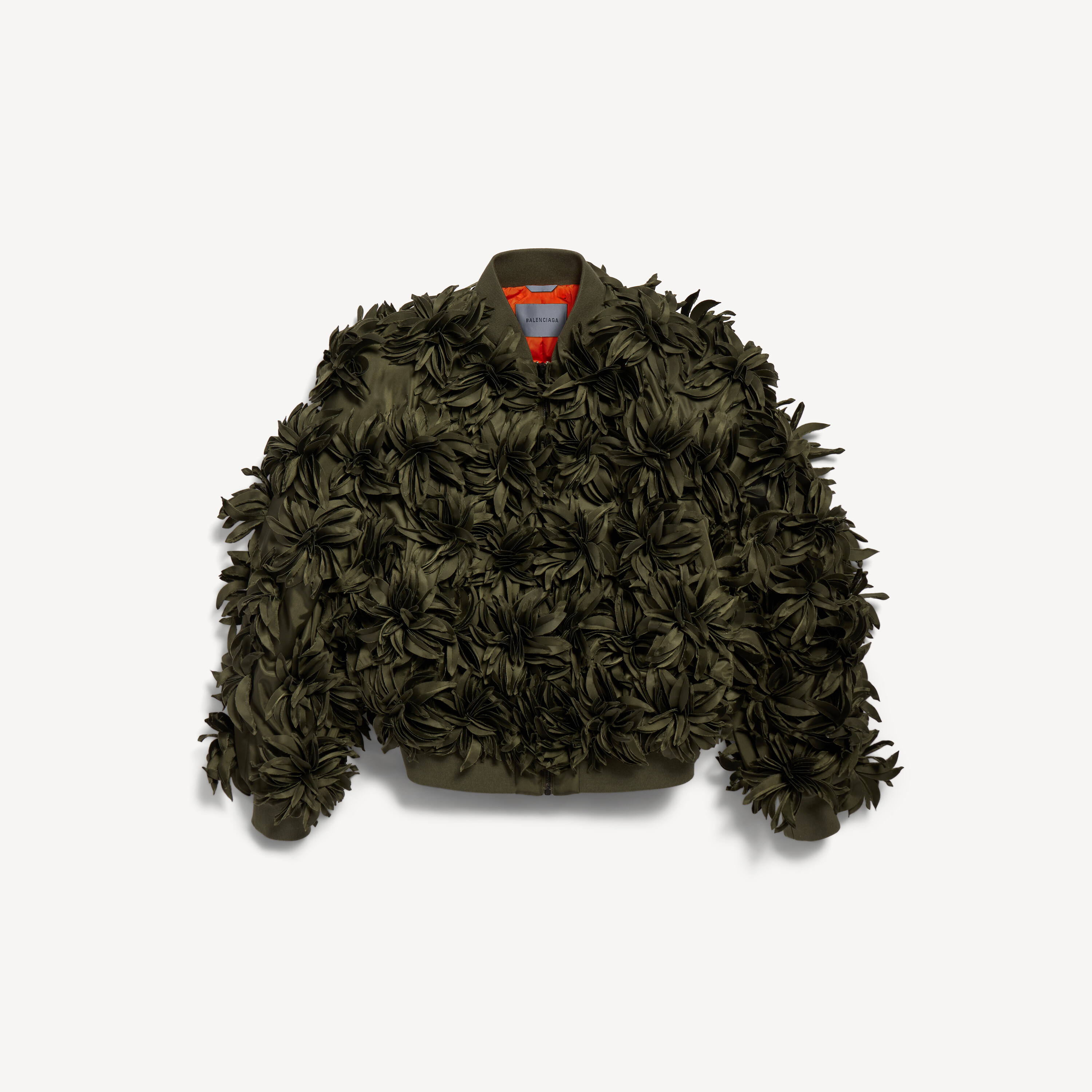 Women's Flowers Cocoon Bomber in Khaki