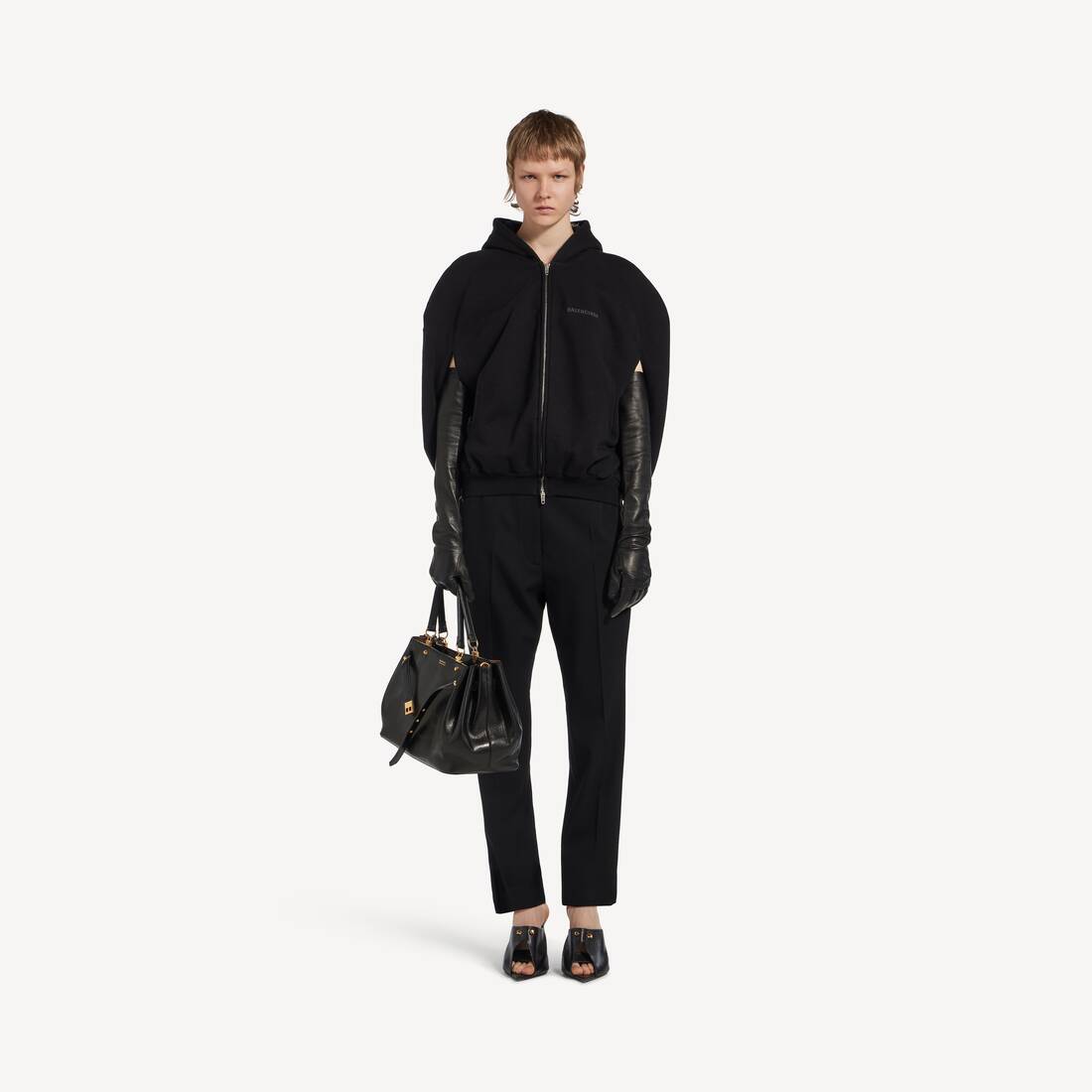 Felpa Mantella A Palloncino  da Donna in Nero | Balenciaga Italia IT - Image 2