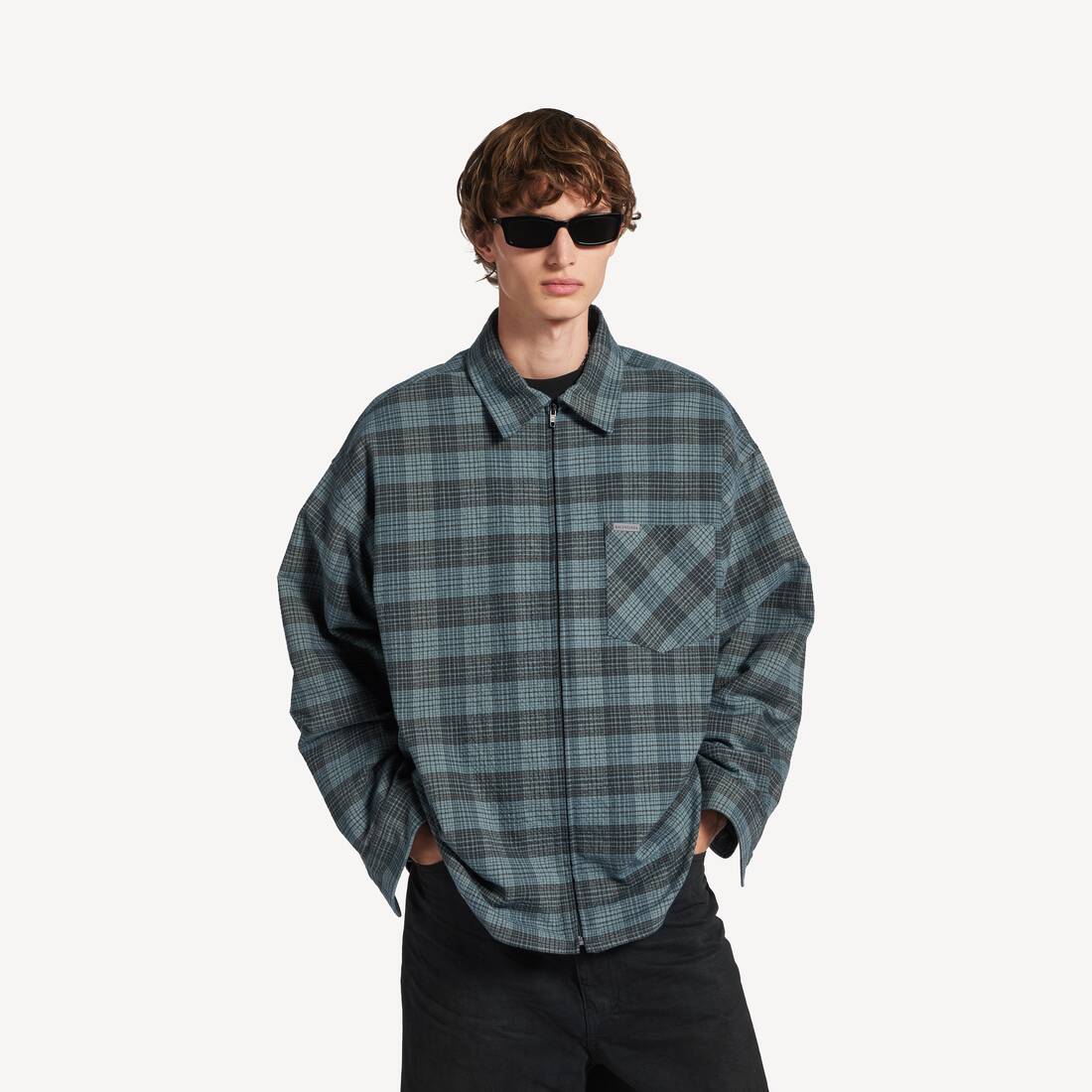 Men's Padded Overshirt in Blue | Balenciaga United States EN - Image 5