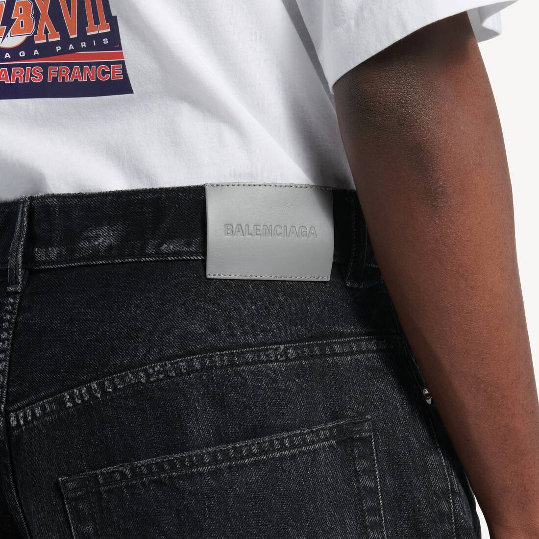 Men's Denim Stay Press Shorts in Black | Balenciaga Australia EN - Image 5