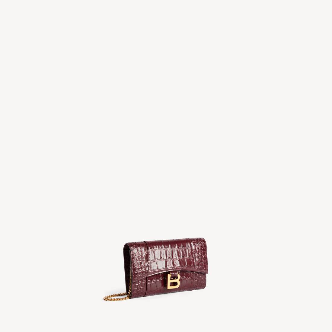 Women's Hourglass Wallet On Chain in Dark Burgundy | Balenciaga Mexico EN - Image 2