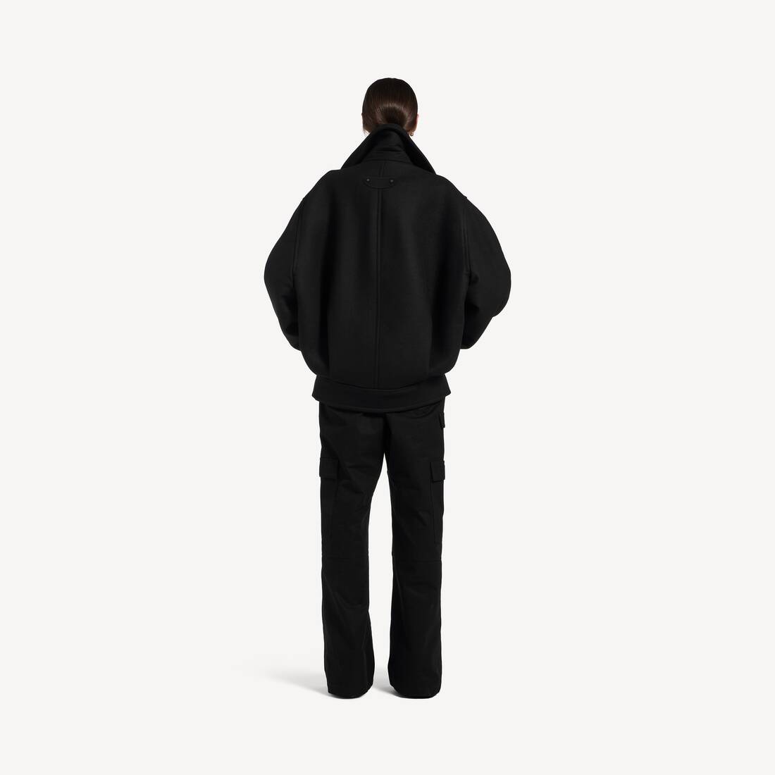 Women's Short Cocoon Coat in Black | Balenciaga Japan EN - Image 4
