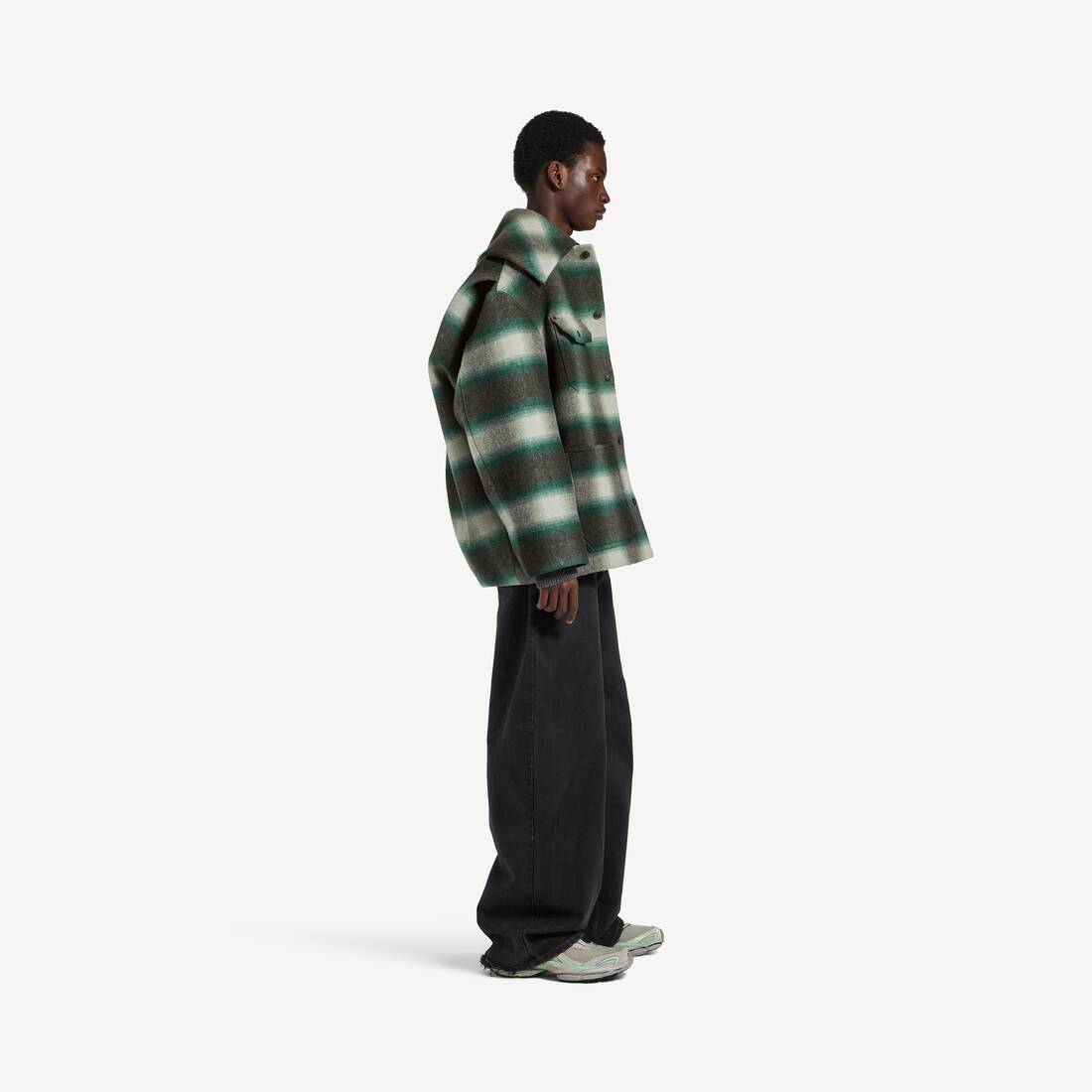 Manteau Workwear Cocoon pour Homme en Vert Fonc&eacute;/noir | Balenciaga Belgique FR - Image 3