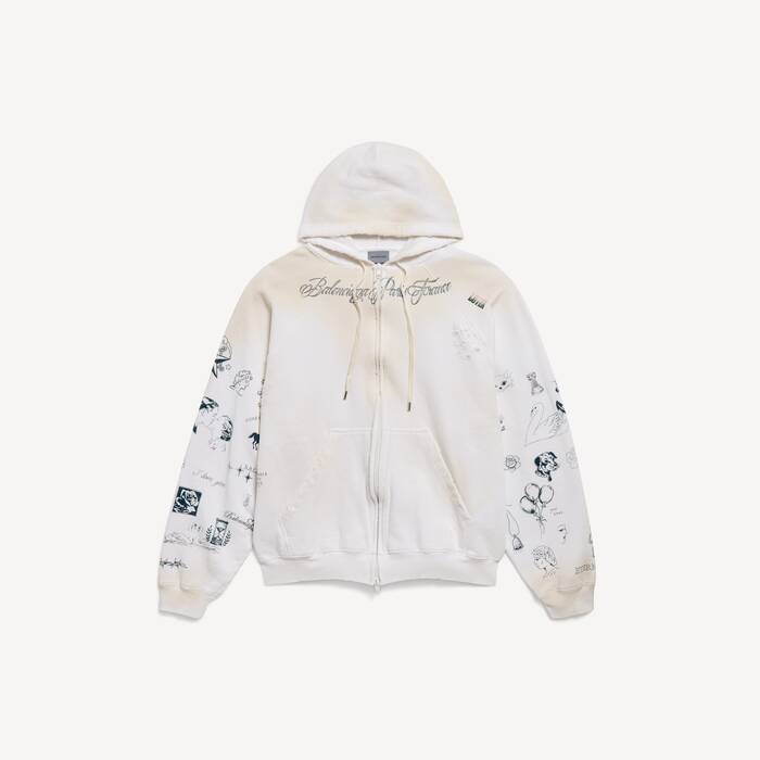 Classic Ink Zip-hoodie f&uuml;r Herren in Wei&szlig; - Herren | Balenciaga Deutschland DE - Image 2