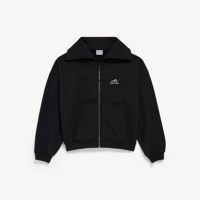 Men's Bodies Round Fit Zip-up Hoodie in Black - Men | Balenciaga Republic Of Korea EN - Image 2