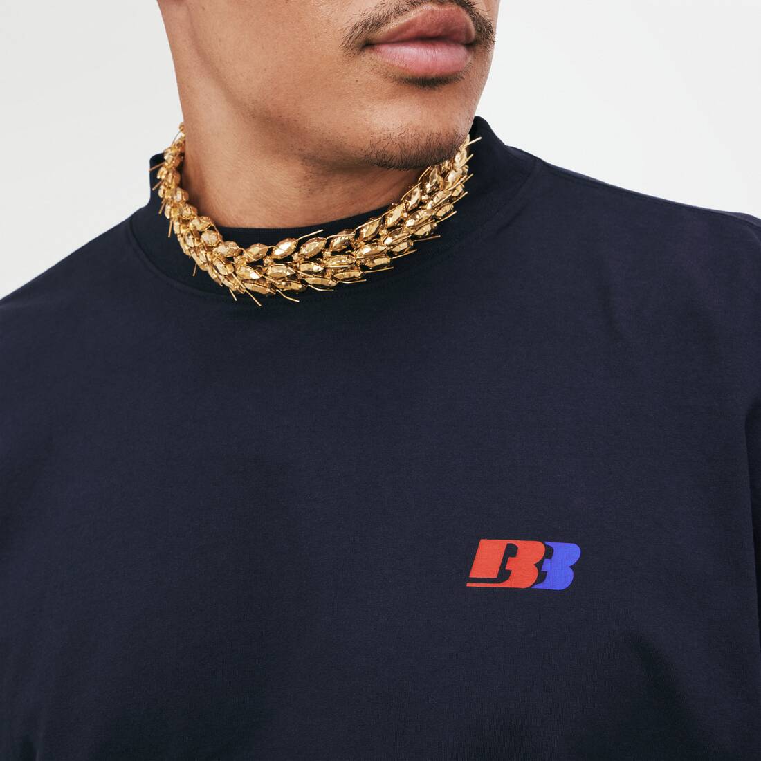 Men's 80s Sport Long Sleeves Oversized T-shirt in Navy | Balenciaga Czech Republic EN - Image 6