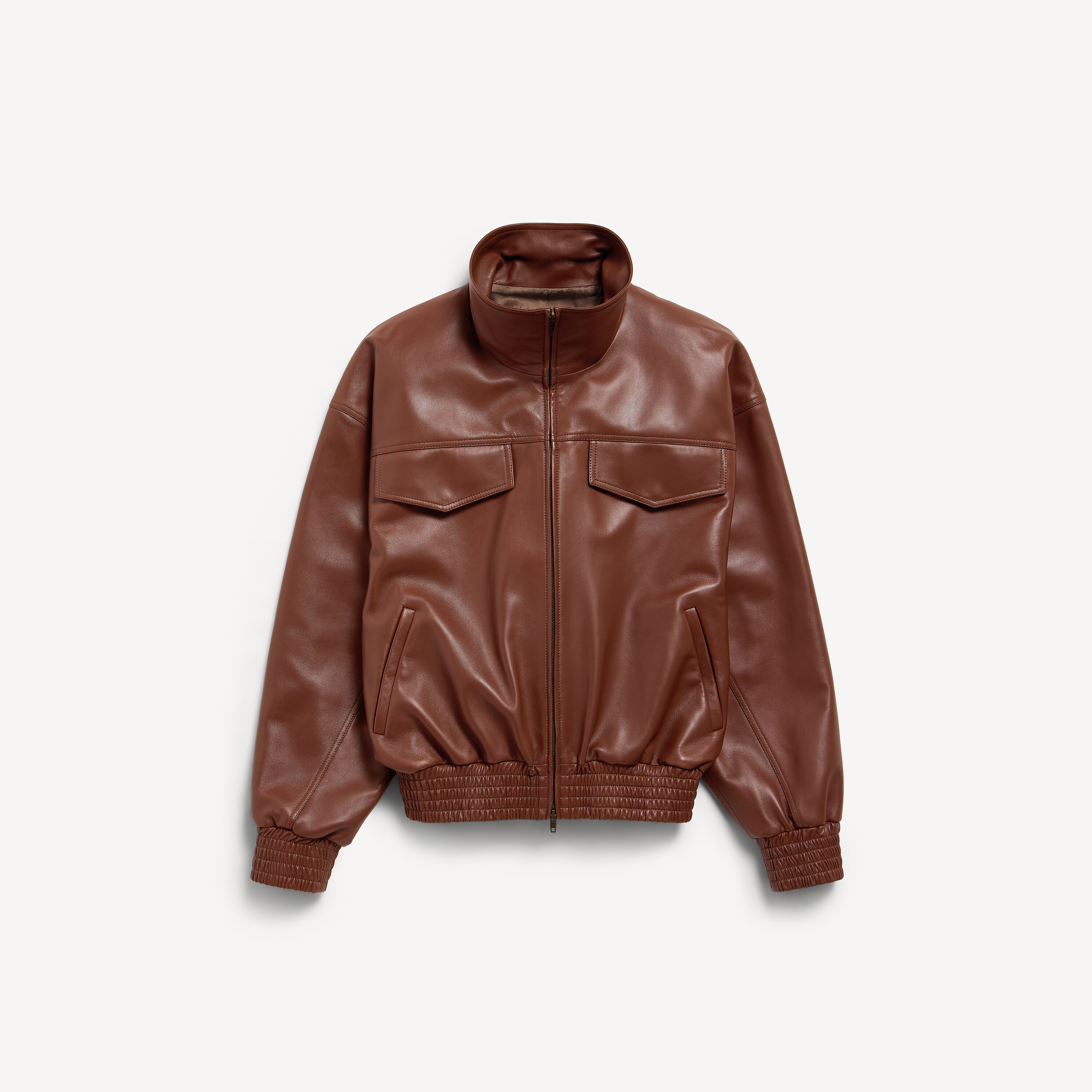Women's High Collar Blouson in Chestnut