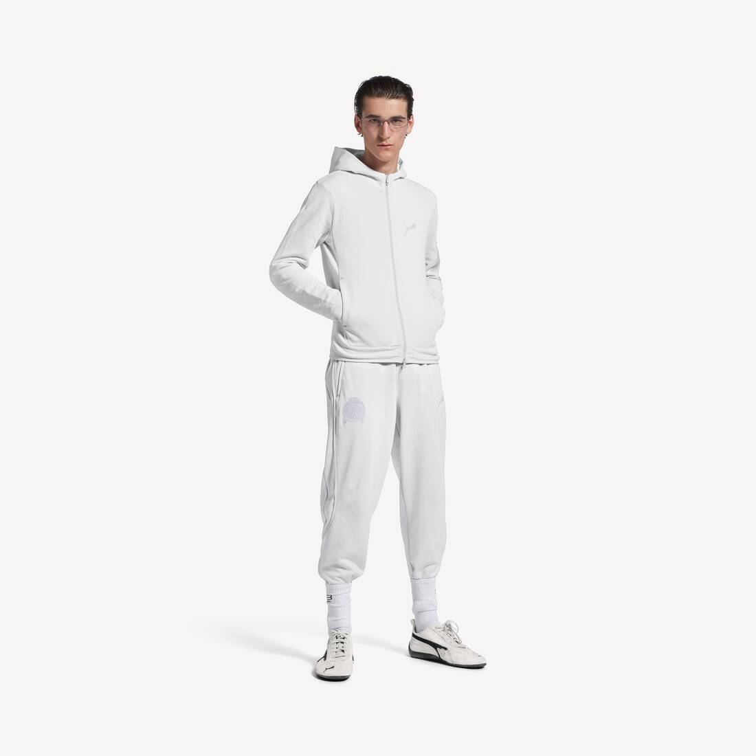 Balenciaga I Puma Hooded Fitted Tracksuit Jacket in White | Balenciaga Japan EN - Image 2