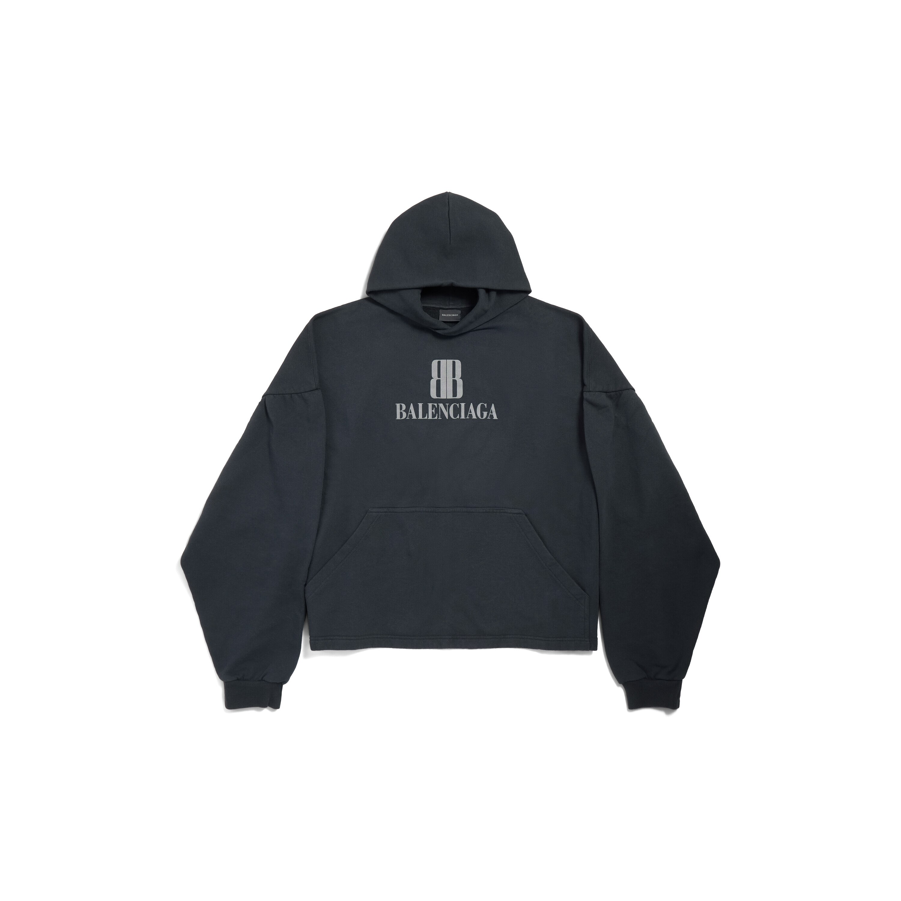 International Cropped Hoodie in Grey Blue | Balenciaga US