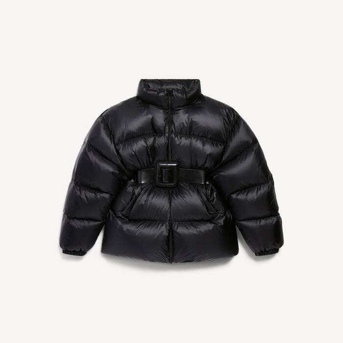 Women's Belted Hourglass Short Puffer in Black - Women | Balenciaga Malta EN - Image 2