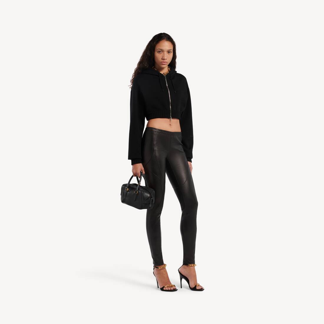 Techwear Crop-zip-hoodie f&uuml;r Damen in Schwarz | Balenciaga Deutschland DE - Image 2