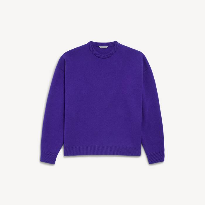 Men's Knitted City Crewneck Sweater in Purple - Men | Balenciaga Finland EN - Image 2