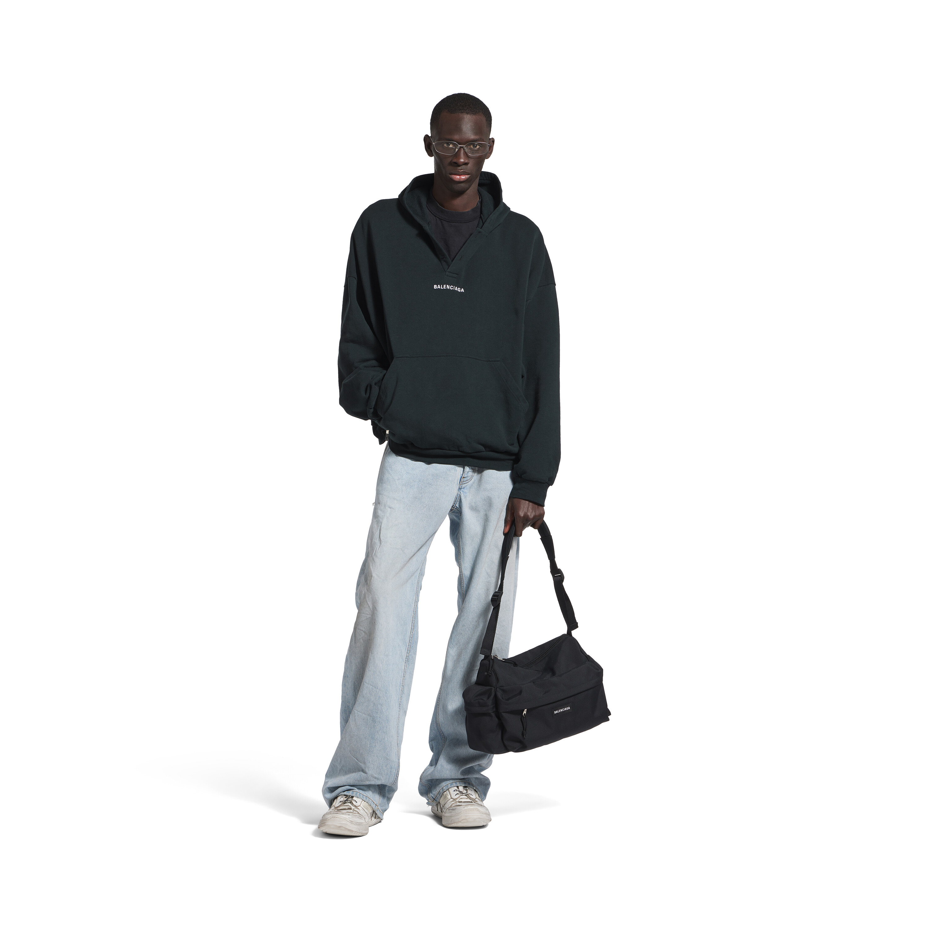 フェードブラック/ホワイト の メンズ Balenciaga Back Polo フェードブラック/ホワイト の メンズ Balenciaga Back Polo