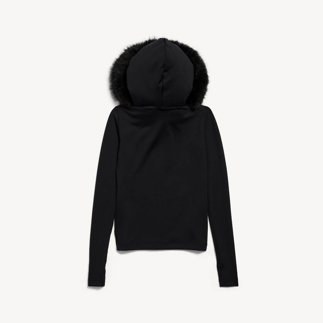 Women's Furry Zip-up Hoodie in Washed Black | Balenciaga Lithuania EN - Image 2