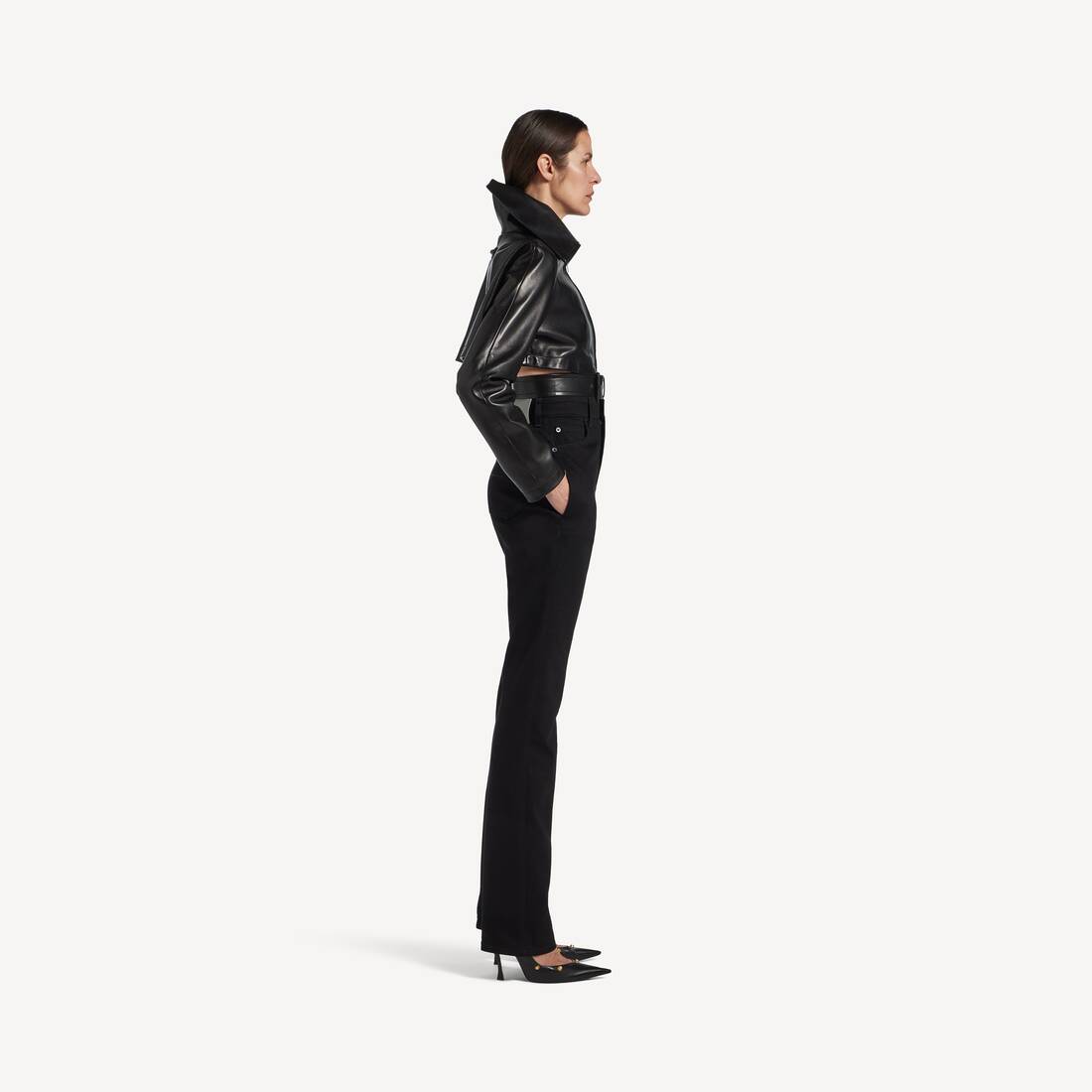 Veste Cropped pour Femme en Noir | Balenciaga Belgique FR - Image 2