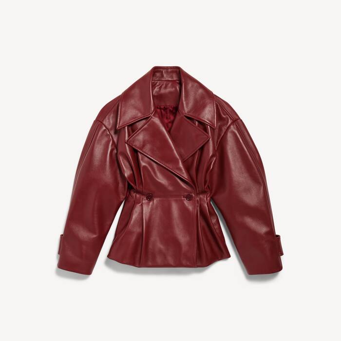 Women's Folded Short Trench in Burgundy - Women | Balenciaga Poland EN - Image 2