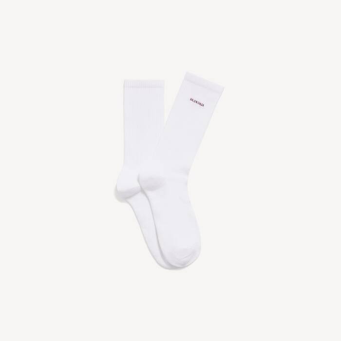 Men's Logo Socks in White/bordeaux - Men | Balenciaga United States EN - Image 2