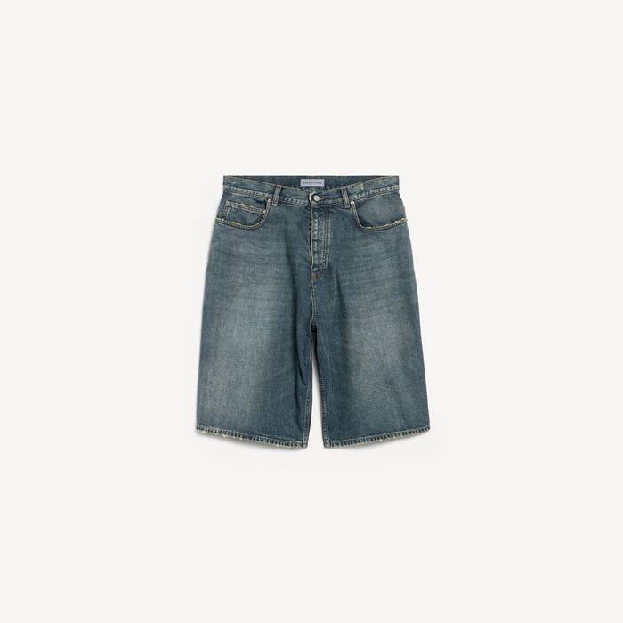 Men's Denim Bermuda in Vintage Blue - Men | Balenciaga United States EN - Image 1
