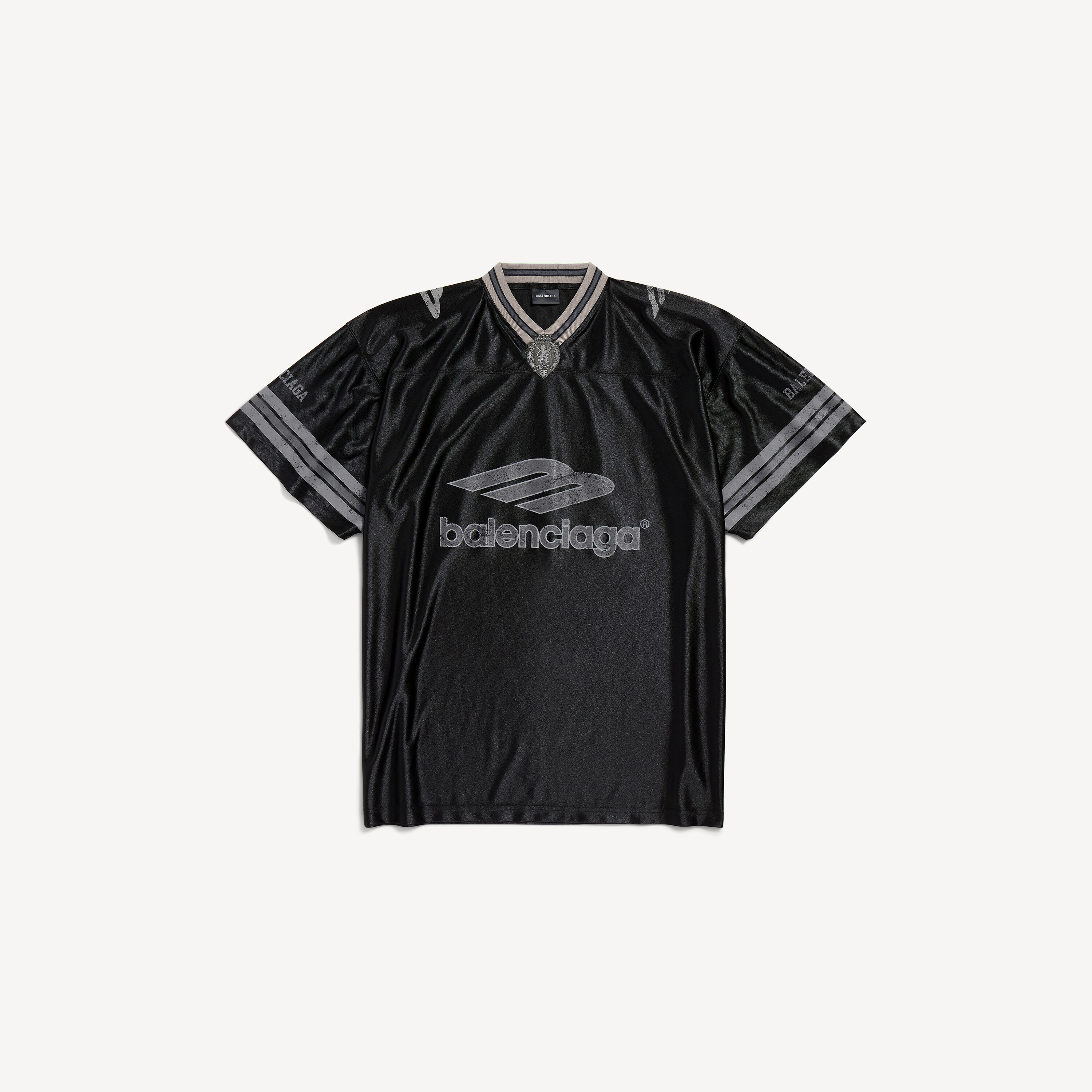 Men's 3b Football V-neck T-shirt Oversized in Black/anthracite