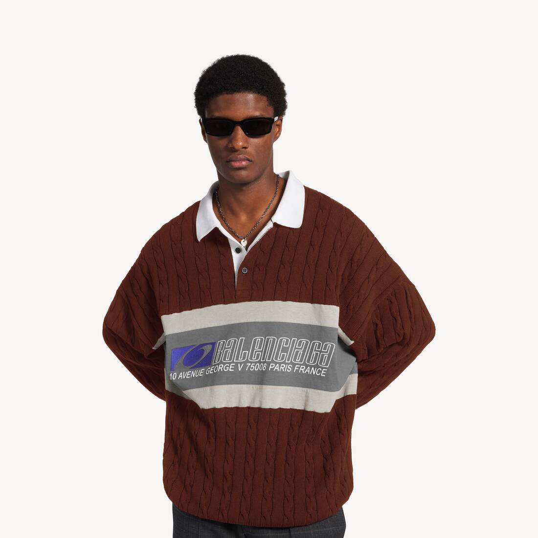 Men's Sporty Block Patched Polo in Burgundy/multicolor | Balenciaga United Kingdom EN - Image 5