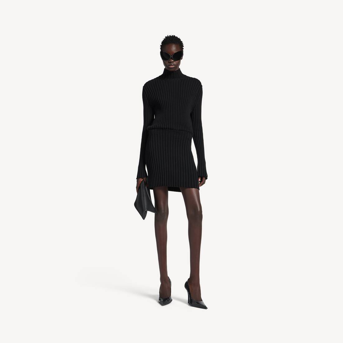 balenciaga black mini dress Stretch-velvet Mini Dress