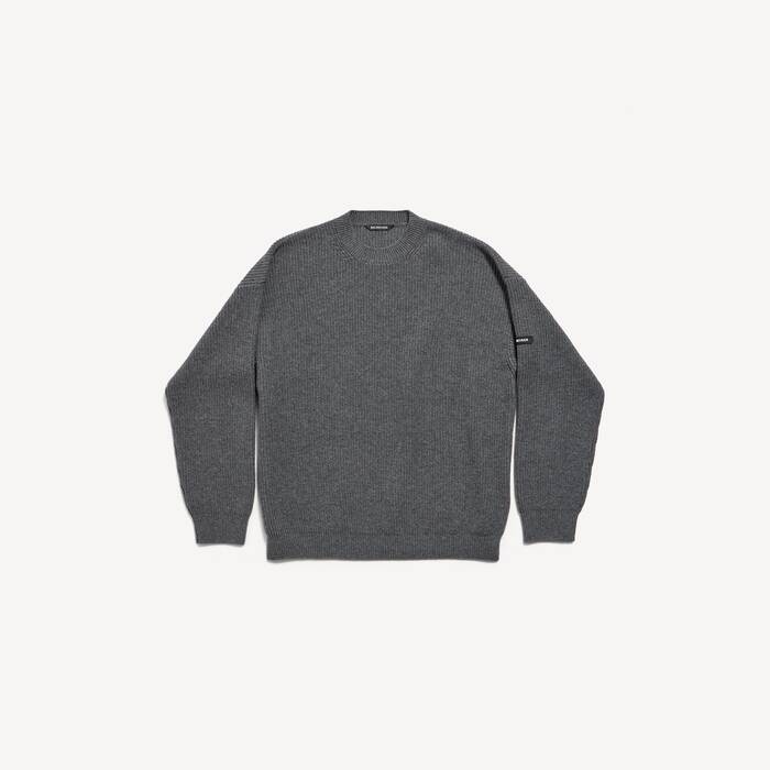 Men's Patch Crewneck Sweater in Grey - Men | Balenciaga United States EN - Image 1