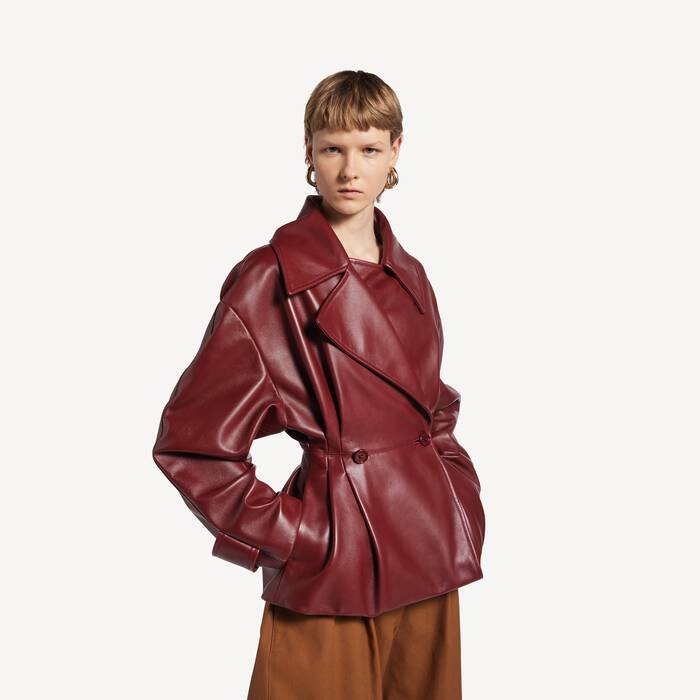Women's Folded Short Trench in Burgundy - Women | Balenciaga Poland EN - Image 1