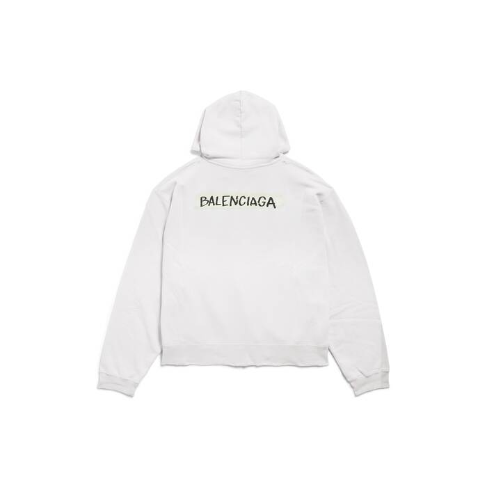 masking tape oversized zip-up hoodie