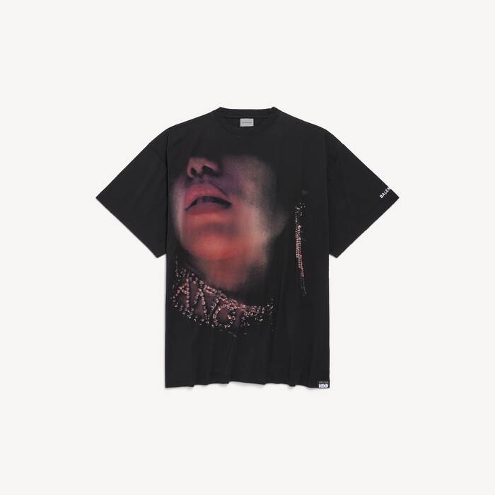 Men's Look Away Oversized T-shirt in Black - Men | Balenciaga Japan EN - Image 1