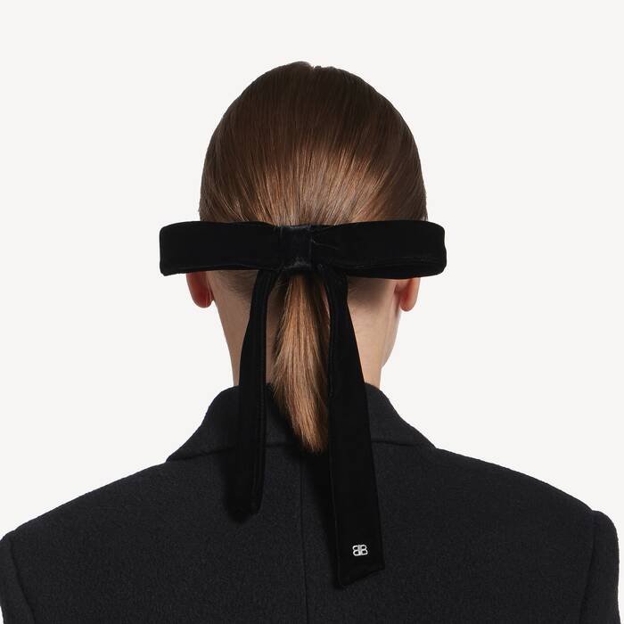 Women's Holli Thin Hair Bow in Black/shiny Silver - Women | Balenciaga Canada EN - Image 2