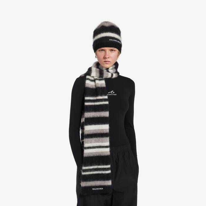Women's Striped Scarf in Black/white/grey - Women | Balenciaga United States EN - Image 2