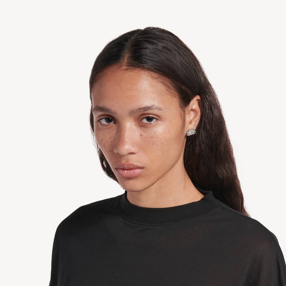 Brincos Bb Xs Stud  para Ela em Cristal/prateado | Balenciaga Brasil PT - Image 3