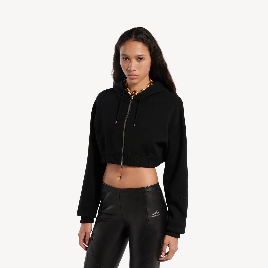 Techwear Crop-zip-hoodie f&uuml;r Damen in Schwarz | Balenciaga Deutschland DE - Image 5
