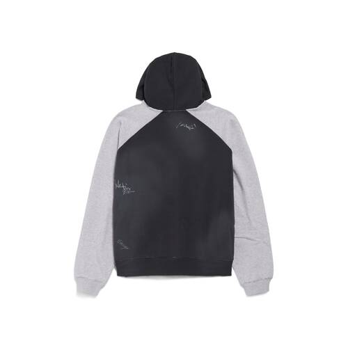 hoodie a maniche raglan con zip banana oversize