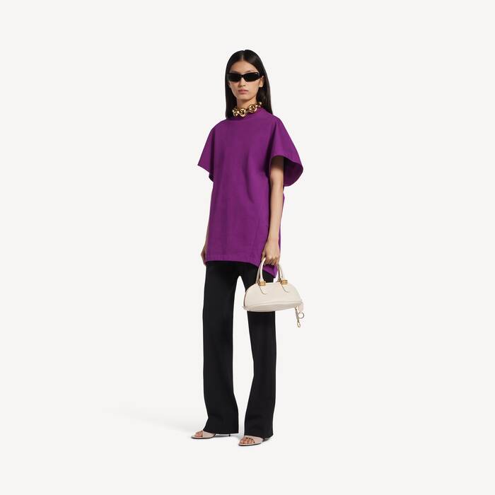 Strukturiertes T-shirt  f&uuml;r Damen in Violett - Damen | Balenciaga Deutschland DE - Image 3