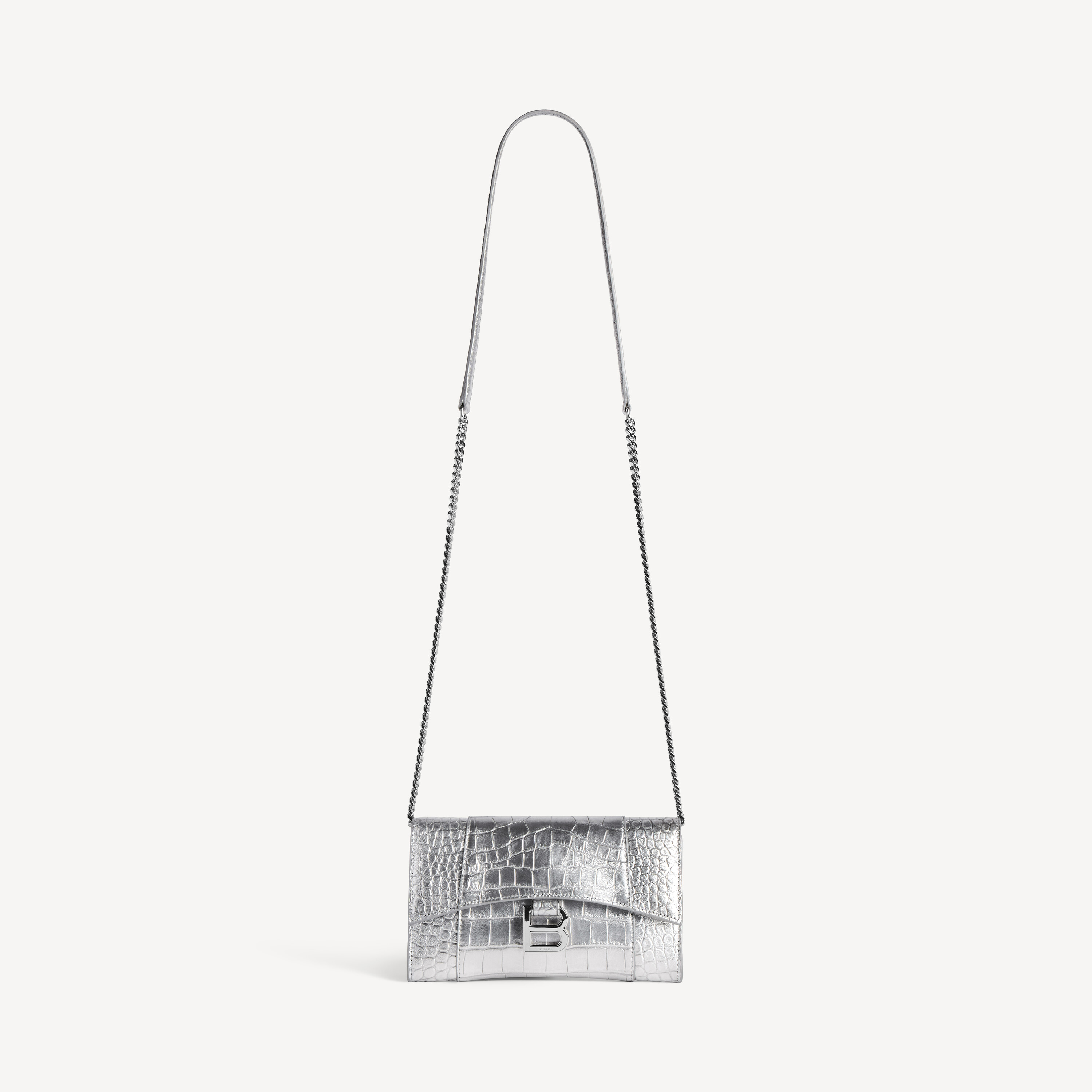 Women's Hourglass Wallet On Chain in Silver