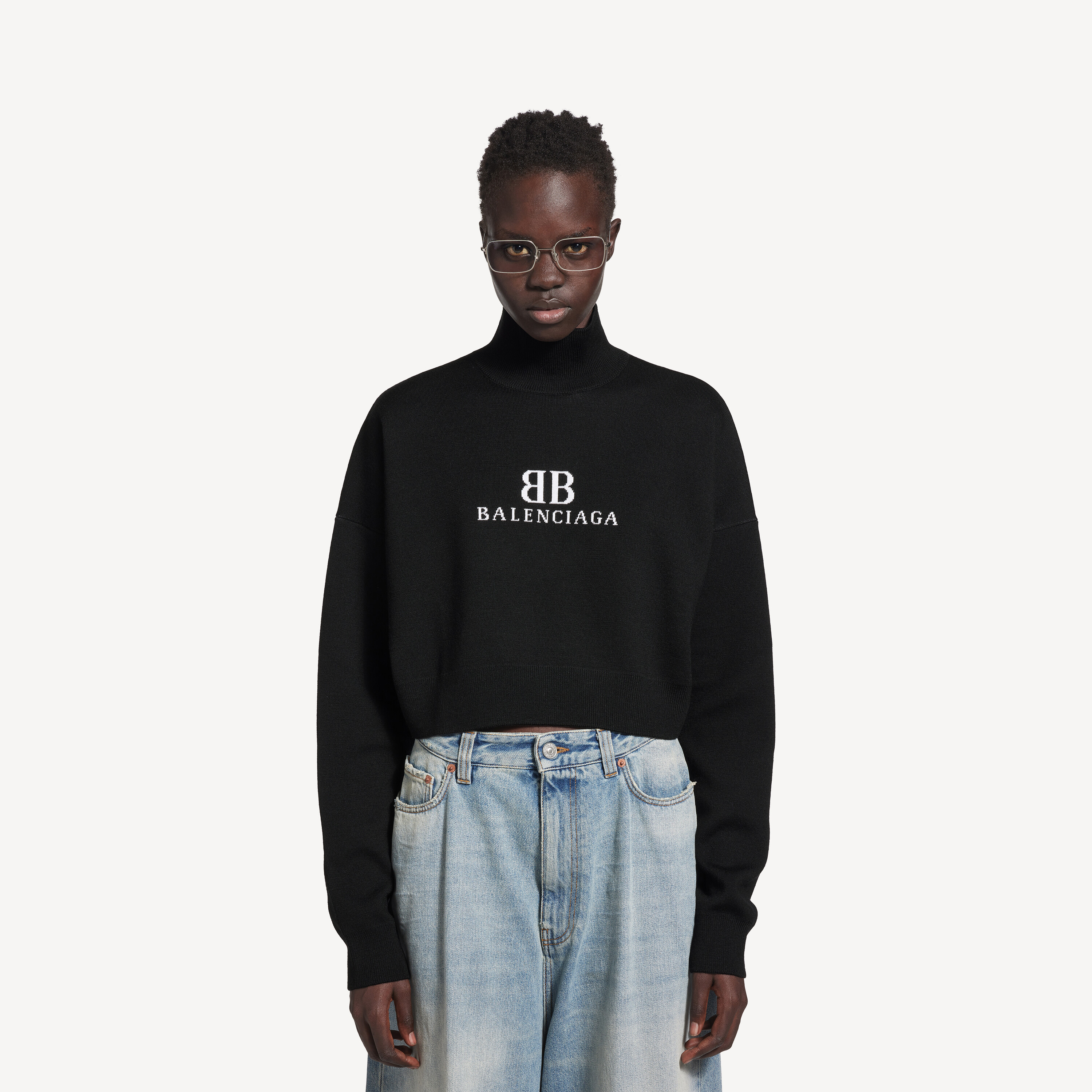 バレンシアガ BALENCIAGA 529209 T1474 ニット バレンシアガ BALENCIAGA ニット セーター ネイビー ホワイト メンズ