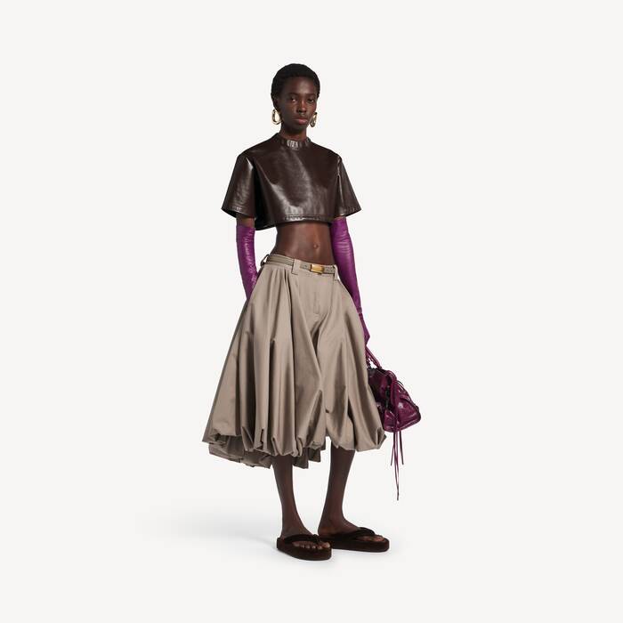 Women's Super Cropped Top in Brown - Women | Balenciaga Portugal EN - Image 3